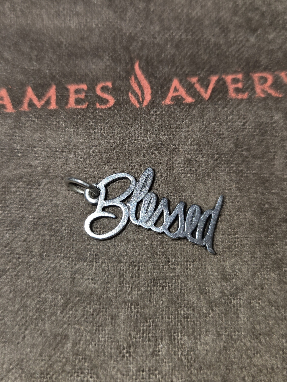 Beautiful James Avery “Blessed” script charm pendant in sterling silver